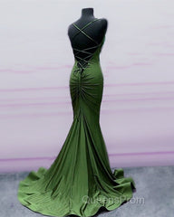 Sexy Open Back Mermaid Bridesmaid Dress Spaghetti Straps