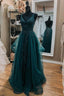 V Neck Open Back Dark Green Lace Beaded Long Classy Prom Dress, Dark Green Lace Classy Dress, Dark Green Classy Evening Dress