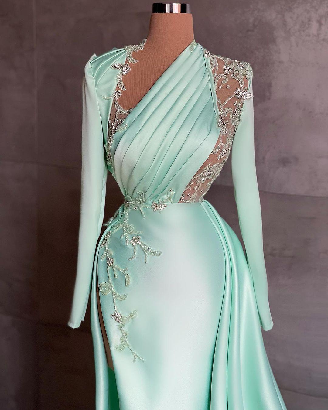 Sexy Classy Prom Dress Plus Size Arabic Aso Ebi Mermaid Classy Prom Dress Lace Beaded Illusion Satin Floor Length Party Classy Evening Wear