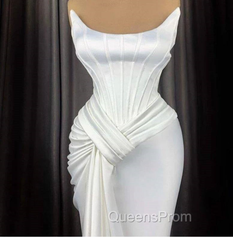 Sexy Robe De Soiree Mermaid Scoop Floor Length Satin Slit Long Evening Prom Dress Evening Prom Gown Evening Dress