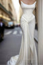 Sexy Robe De Soiree Mermaid Scoop Floor Length Satin Slit Long Evening Prom Dress Evening Prom Gown Evening Dress