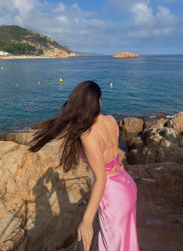 Pink Spaghetti Strap Long Classy Prom Dress