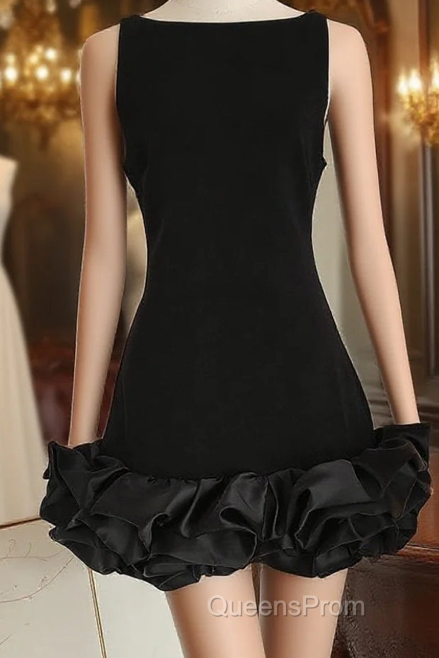Sexy Sheath Black Satin Holiday Dress Travel Vacation Dress Short Birthday Dress Main image
