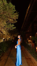 Sexy Sheath Blue Classy Evening Gown Classy Prom Party Dress