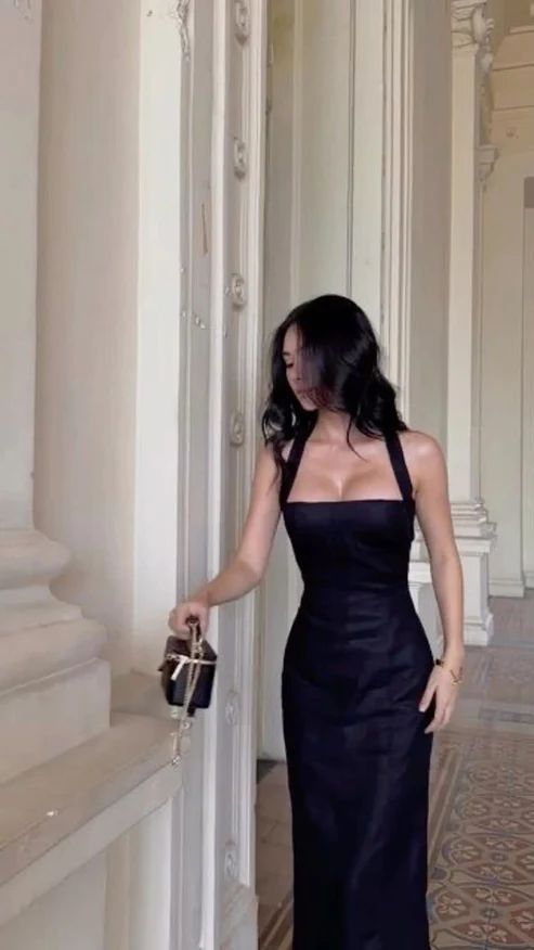 Sexy Sheath Halter Black Slit Classy Prom Dress Classy Evening Dress