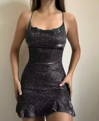 Sexy Sheath Halter Sequin Tight Grape Classy Homecoming Dress 8Th Grad Dance Graduation Dress Short Birthday Outfits Hoco Dress