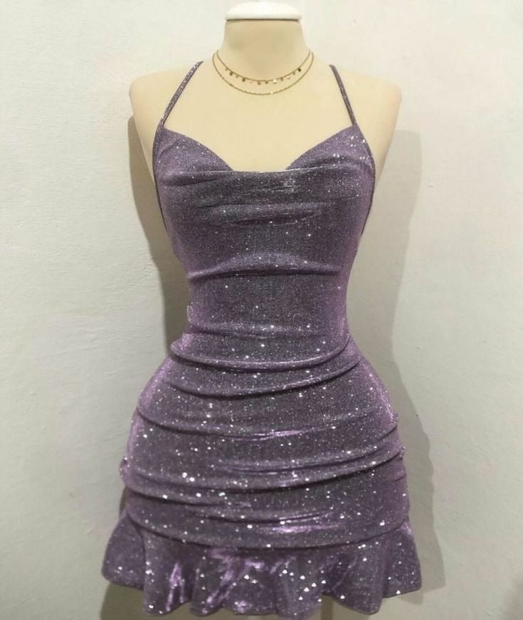 Sexy Sheath Halter Sequin Tight Grape Classy Homecoming Dress 8Th Grad Dance Graduation Dress Short Birthday Outfits Hoco Dress Main image