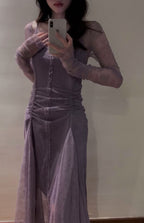 Sexy Sheath Off The Shoulder Grape Lace Beach Dress Women'S Vacation Dress Birthday Dress