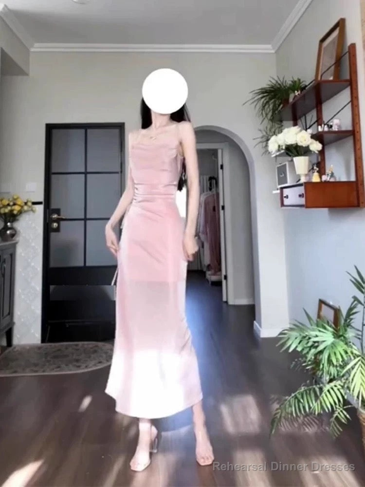 Sexy Sheath Spaghetti Straps Pink Sequin Evening Dress Prom Dresses Birthday Outfits Main image