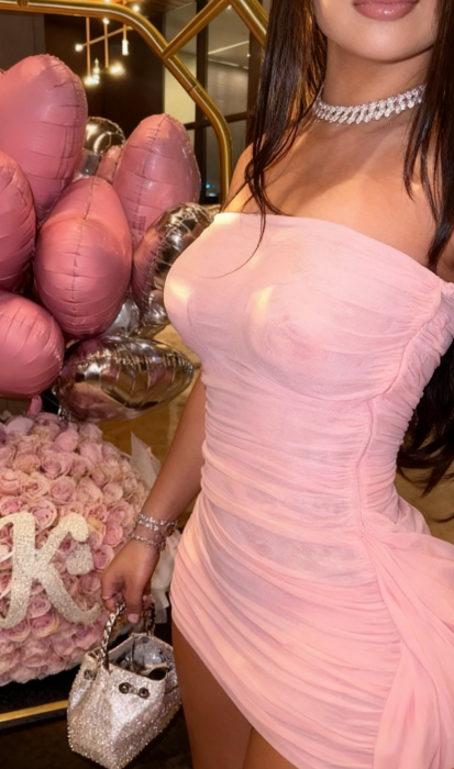 Sexy Sheath Strapless Pink Chiffon Short Summer Birthday Dress Hoco Dress Birthday Outfit 18Th Birthday Mini Party Dresses