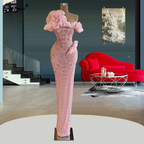 Sexy Sheath Strapless Pink Long Classy Prom Dress Classy Evening Dress With Beads