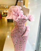 Sexy Sheath Strapless Pink Long Classy Prom Dress Classy Evening Dress With Beads