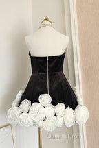 Sexy Sheath Strapless Velvet Black Holiday Dress Travel Vacation Dress Short Birthday Dress