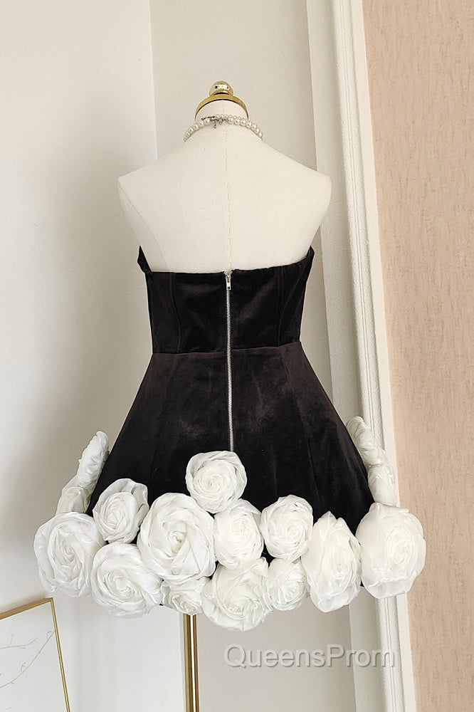 Sexy Sheath Strapless Velvet Black Holiday Dress Travel Vacation Dress Short Birthday Dress