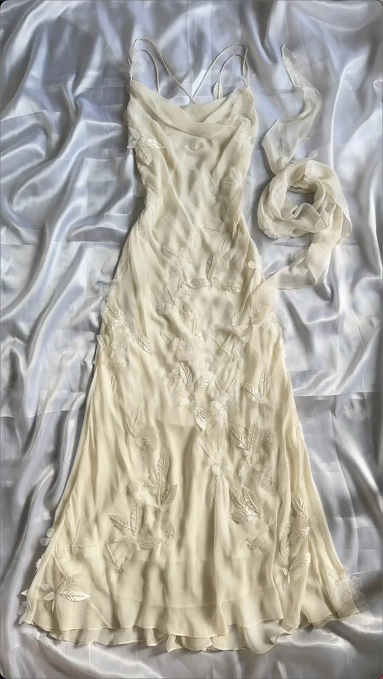 Sexy Sheath Straps Chiffon Champagne Long Classy Prom Dress