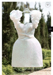 Sexy Sheath Straps White Sequin Homecoming Dress 16Th Birthday Outfits