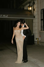 Sexy Sheath Sweetheart Sequin Floor Length Champagne Classy Evening Dress Classy Prom Dress