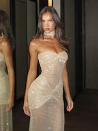 Sexy Sheath Sweetheart Sequin Floor Length Champagne Classy Evening Dress Classy Prom Dress