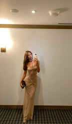 Sexy Sheath Sweetheart Sequin Floor Length Champagne Classy Evening Dress Classy Prom Dress