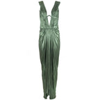 Sexy Sheath V Neckline Green Long Classy Prom Dress