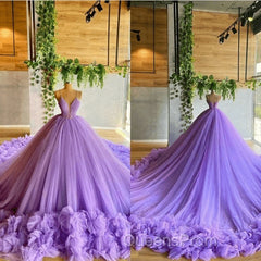 Sexy Spaghetti Straps Lavender Tulle Wedding Dress Beading Bodice