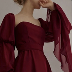 Sexy Square Neckline Chiffon Long Classy Prom Dress 21Th Birthday Outfit