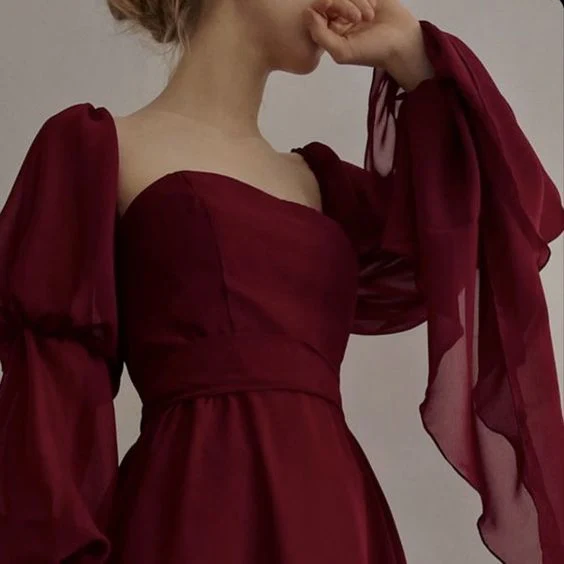 Sexy Square Neckline Chiffon Long Classy Prom Dress 21Th Birthday Outfit