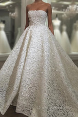 Sexy Strapless Lace Wedding Dress Ball Gowns