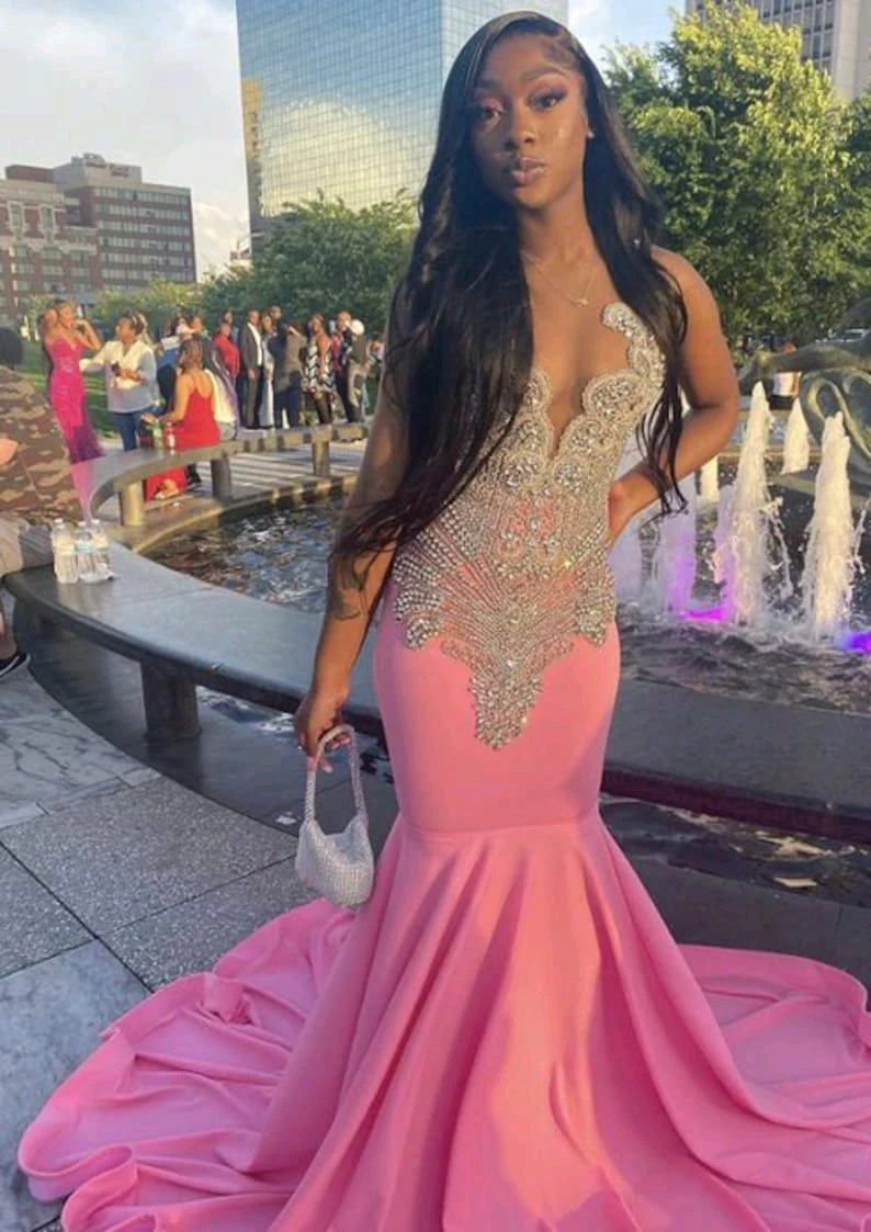 Pink Long Mermaid Classy Prom Dress ,Elegant Classy Evening Dress