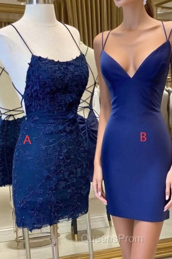 Sexy Straps Sheath Short Homecoming Dress Lace Backless Main image