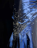 Sexy Sweetheart Sleeveless Mermaid Satin Long Navy Blue Classy Prom Dress