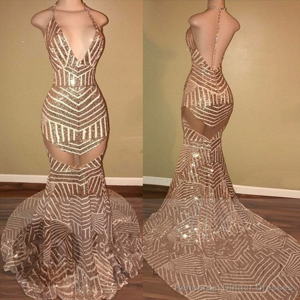 Sexy V-Neck Sequins Mermaid Long Prom Dress On Sale Main image