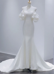 Sexy White Mermaid Satin Strapless Wedding Dress