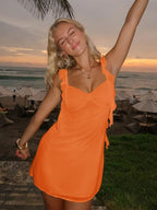 Sheath Chiffon V Neck Short Homecoming & Cocktail Dress with Ruffles