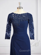 Sheath/Column Bateau Floor-Length Chiffon Mother of the Bride Dress With Appliques Lace