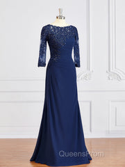 Sheath/Column Bateau Floor-Length Chiffon Mother of the Bride Dress With Appliques Lace