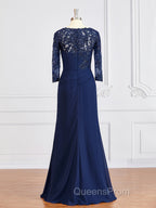 Sheath/Column Bateau Floor-Length Chiffon Mother of the Bride Dress With Appliques Lace
