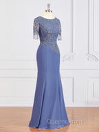 Sheath/Column Bateau Floor-Length Chiffon Mother of the Bride Dress With Appliques Lace