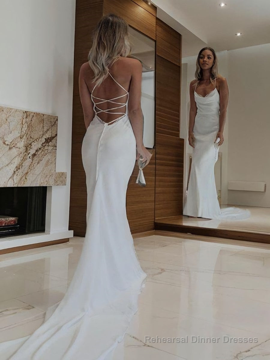 Sheath/Column Halter Court Train Chiffon Wedding Dresses Main image