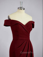 Sheath/Column Off-the-Shoulder Floor-Length Stretch Crepe Mother of the Bride Dress With Ruffles