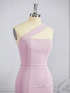 Sheath/Column One-Shoulder Floor-Length Stretch Crepe Bridesmaid Dress