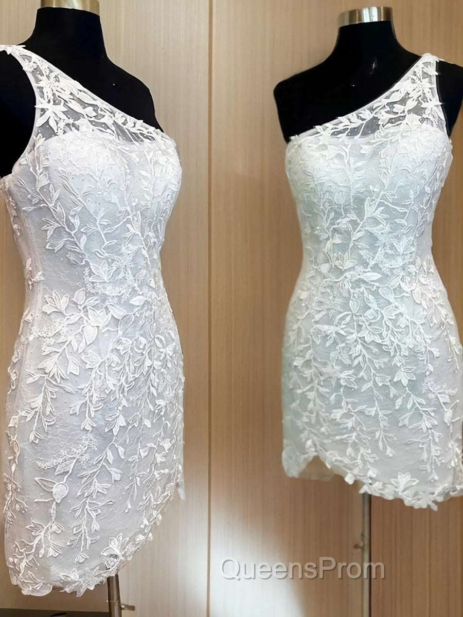 Sheath/Column One-Shoulder Short/Mini Lace Applique Homecoming Dress Secondary image