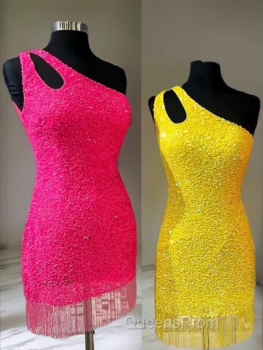 Sheath/Column One-Shoulder Short/Mini Velvet Sequins Homecoming Dress Secondary image