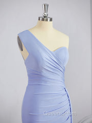 Sheath/Column One-Shoulder Sweep Train Jersey Bridesmaid Dress