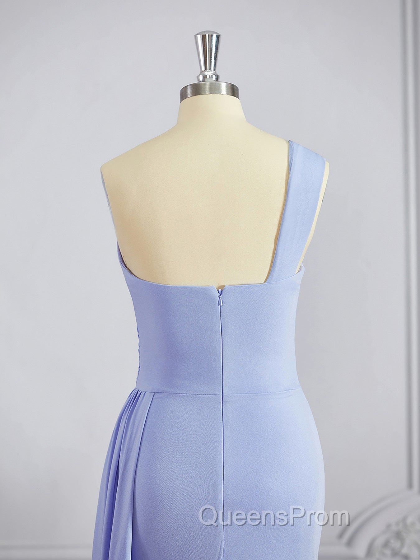 Sheath/Column One-Shoulder Sweep Train Jersey Bridesmaid Dress