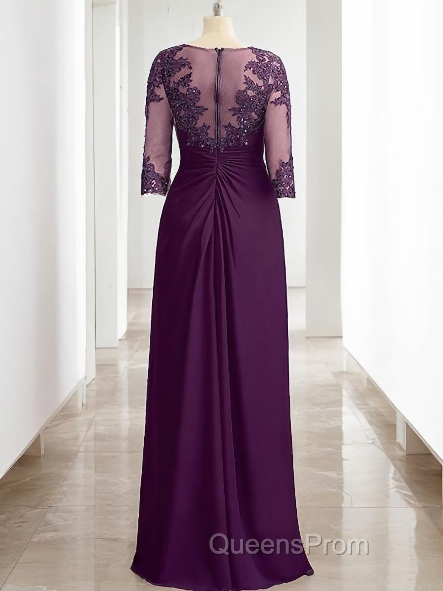 Sheath/Column Scoop Floor-Length Chiffon Mother of the Bride Dress With Lace Secondary image