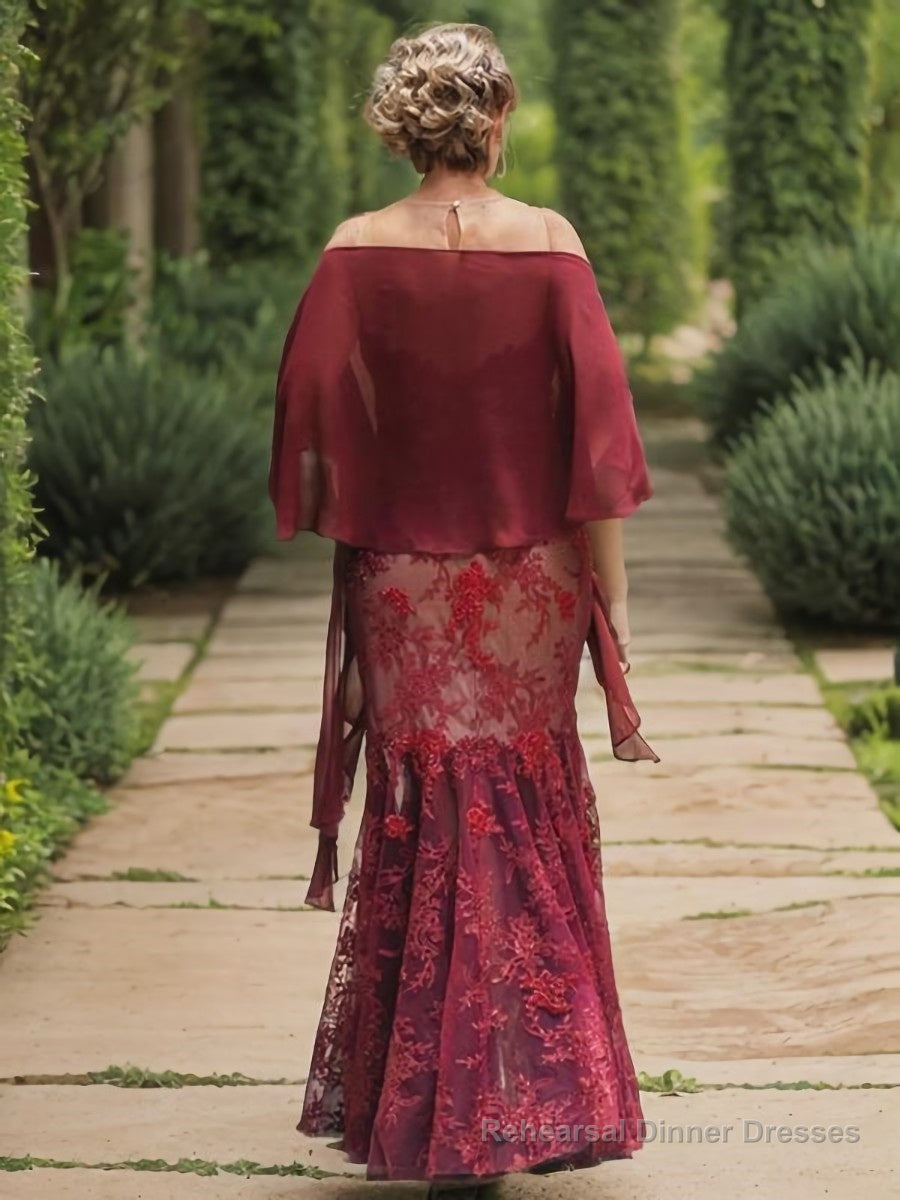 Sheath/Column Scoop Floor-Length Lace Mother of the Bride Dresses With Appliques Lace Secondary image