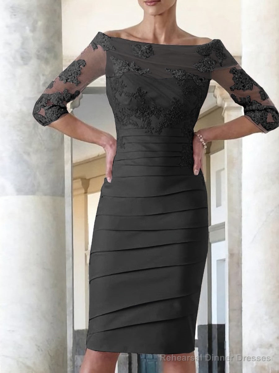 Sheath/Column Scoop Knee-Length Satin Mother of the Bride Dresses With Appliques Lace Secondary image
