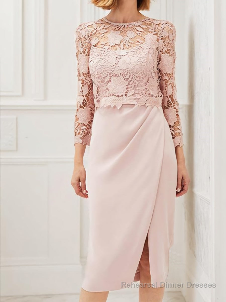 Sheath/Column Scoop Tea-Length Stretch Crepe Mother of the Bride Dresses With Applique Main image