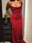 Sheath/Column Spaghetti Straps Floor-Length Spandex Evening Dresses With Ruffles
